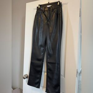 Good American Jet Black Leatherette Trousers